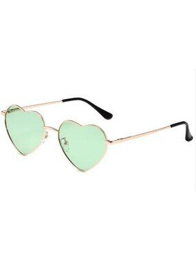 Heart-Shaped Light Green Sunglasses With Gold Frame